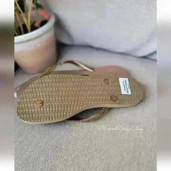 Havaianas Womens Bling Sandals Flip Flops made with Rose Gold Swarovski Crystals - Picture 5 of 7